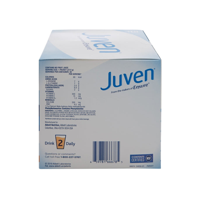 Juven Therapeutic Nutrition Drink Mix Powder For Wound Healing Support, Includes Collagen Protein, Orange, 8 Count
