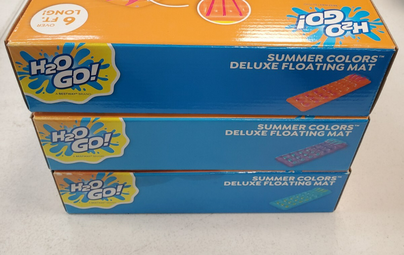 H2O Go Summer Colors Deluxe Floating Mat Over 6 ft Orange/Purple/Blue