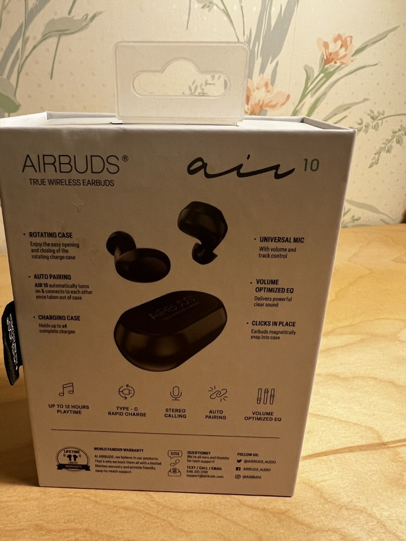 AIR 10 TRUE WIRELESS EARBUDS PRECISION DINAMIC SOUND UP TO 12 HOURS PLAYTIME