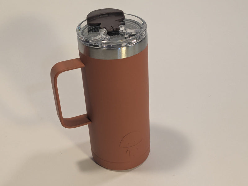 BURNT ORANGE RYZE MUSHROOM COFFEE TUMBLER STAINLESS STEEL DOUBLE WALL - 16 OZ