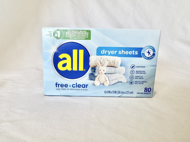 All Unscented Dryer Sheets Free Clear - 80ct
