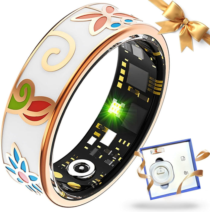 FLORAL Enamel Smart Health Ring - Track Heart Rate,Sleep, Activity Trends SZ: 7