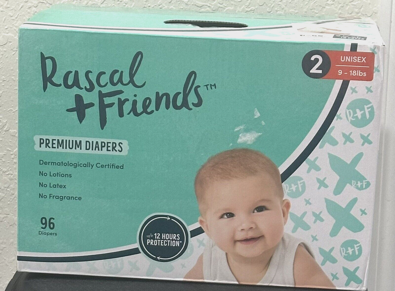 Rascal + Friends Premium Diapers Size 2, 96 Count/NEW