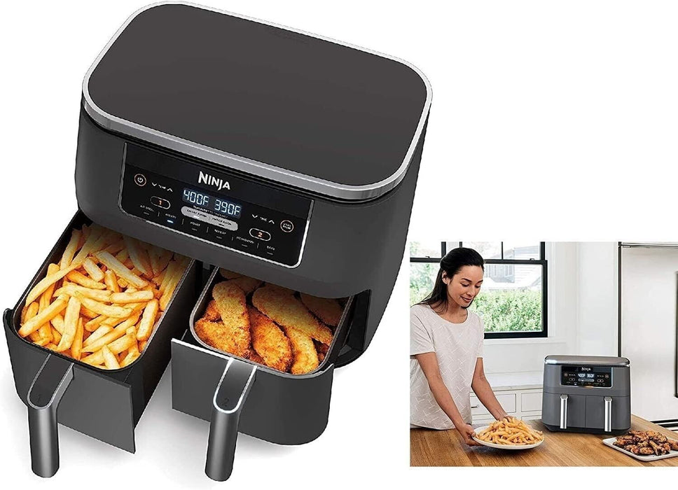 Ninja DZ100 Foodi 4-in-1 2-Basket Air Fryer DualZone Technology, 8-Quart