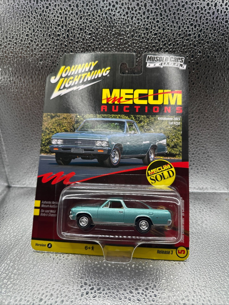 Johnny Lightning Diecast 1966 Chevy El Camino Mecum Auctions Artesian Turquoise Toy Vehicle - 1:64 Scale