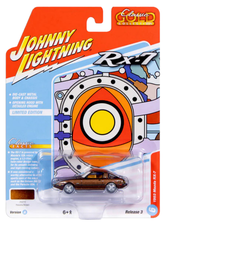 Johnny Lightning Diecast 1:64 Scale 1983 Mazda RX Y Havana Brown Metallic Toy Vehicle