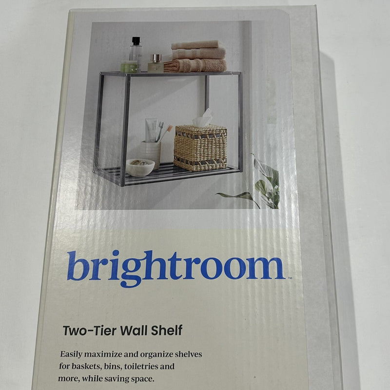 Two-Tier Wall Shelf Brushed Nickel Metal - Brightroom (LOCAL PICKUP ONLY)