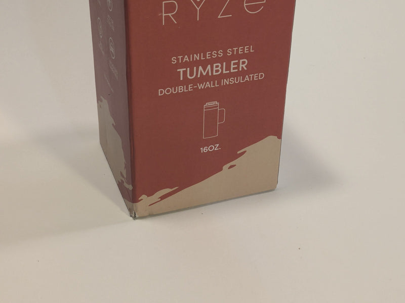 BURNT ORANGE RYZE MUSHROOM COFFEE TUMBLER STAINLESS STEEL DOUBLE WALL - 16 OZ