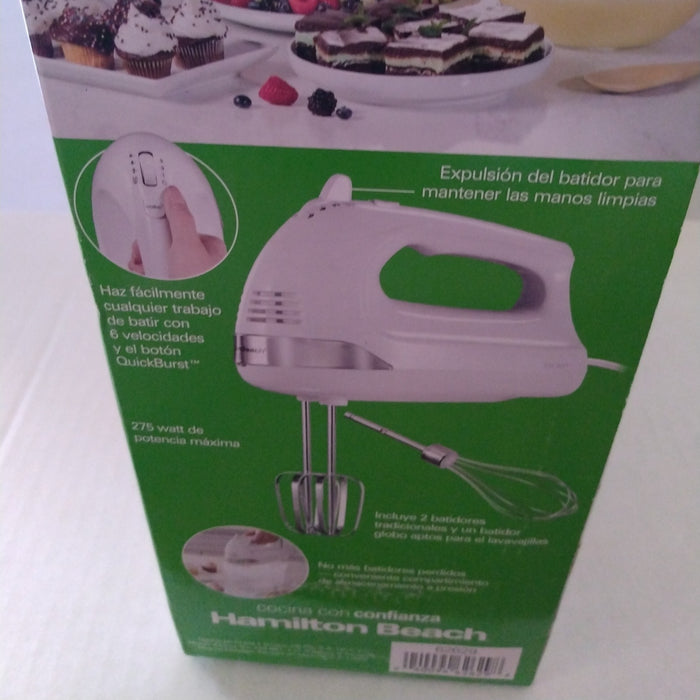 Hamilton Beach 6 Speed Hand Mixer Snap-On Case White 62629: Handheld Mixer