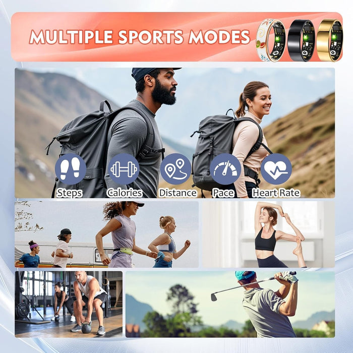 FLORAL Enamel Smart Health Ring - Track Heart Rate,Sleep, Activity Trends SZ: 7