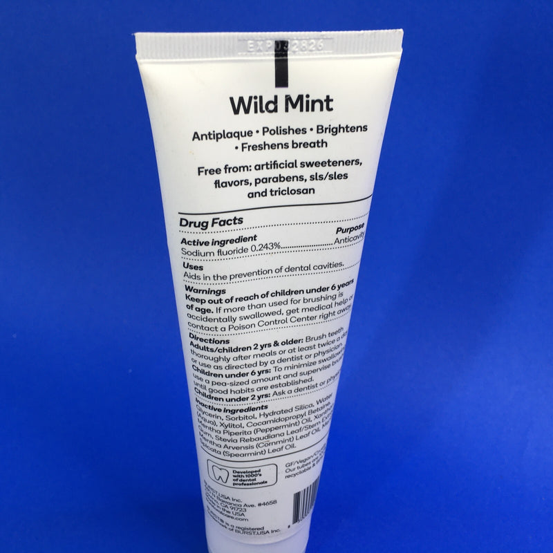 Burst Fluoride Wild Mint Whitening Anticavity Toothpaste 4.7oz