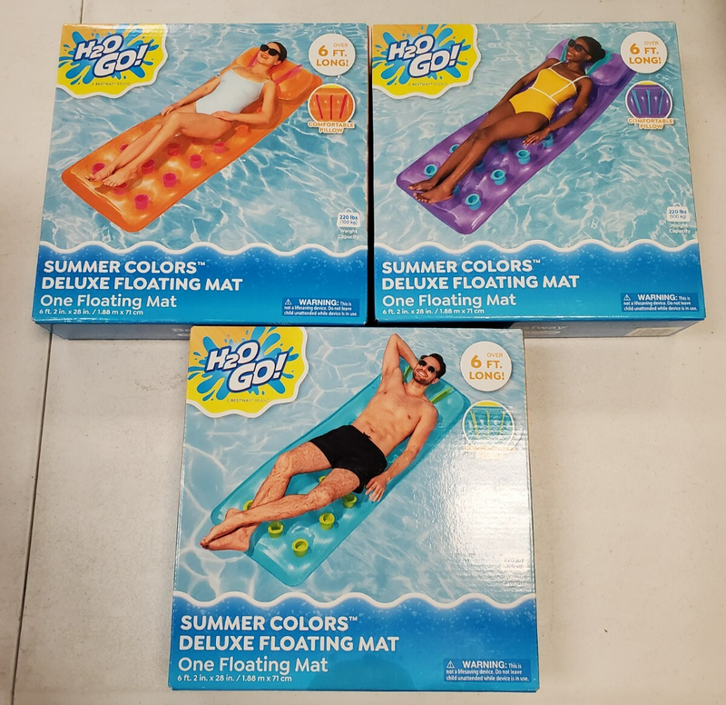 H2O Go Summer Colors Deluxe Floating Mat Over 6 ft Orange/Purple/Blue