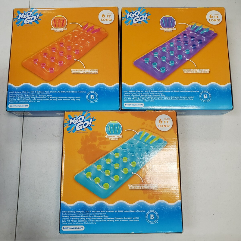 H2O Go Summer Colors Deluxe Floating Mat Over 6 ft Orange/Purple/Blue