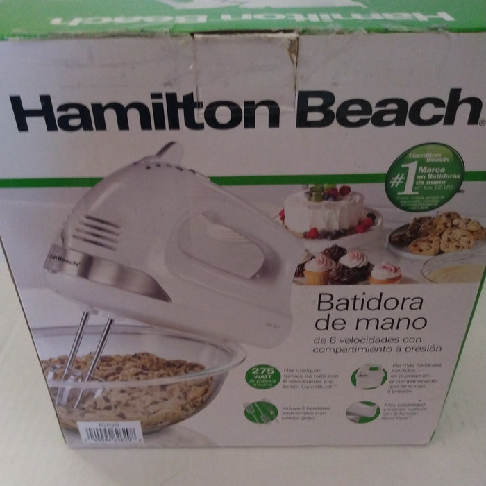 Hamilton Beach 6 Speed Hand Mixer Snap-On Case White 62629: Handheld Mixer