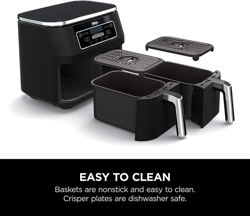 Ninja DZ100 Foodi 4-in-1 2-Basket Air Fryer DualZone Technology, 8-Quart