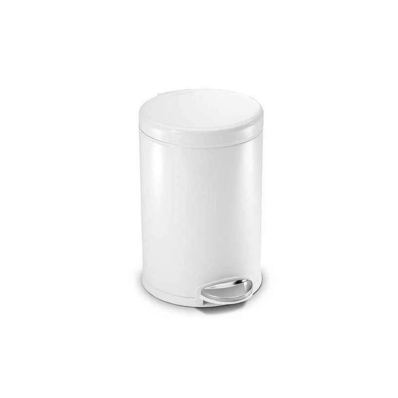 simplehuman 4.5L Round Step Trash Can Steel White