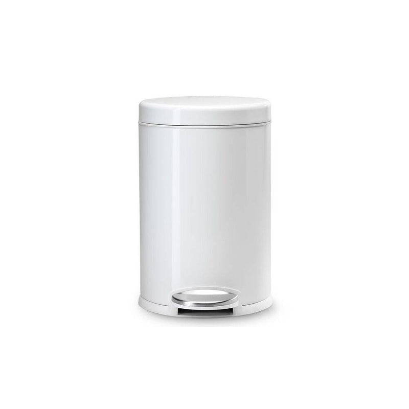 simplehuman 4.5L Round Step Trash Can Steel White