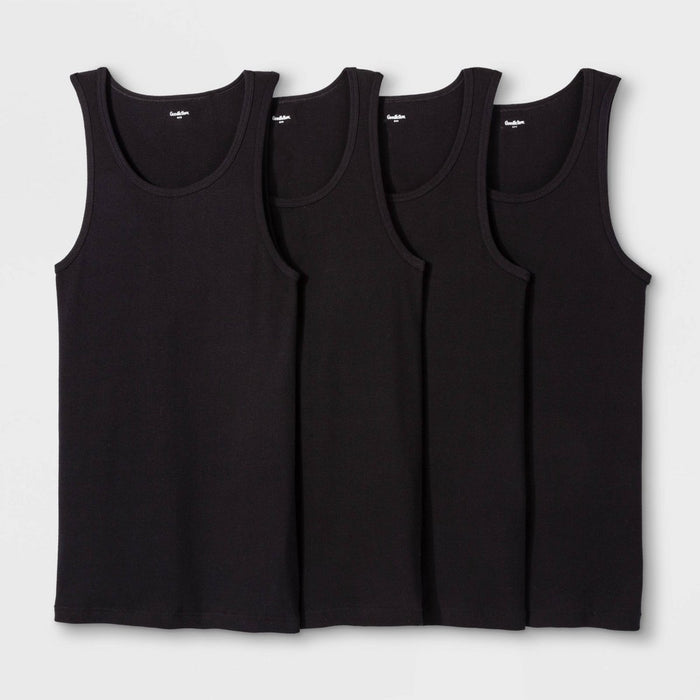 Men's 4pk Ribbed Tank Top - Goodfellow & Co Black M
