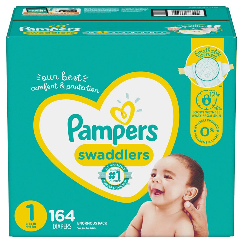 Pampers Swaddlers Disposable Diapers Enormous Pack - Size 1 (164ct )