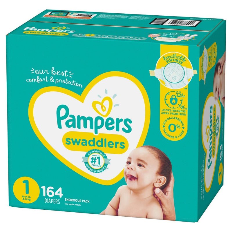 Pampers Swaddlers Disposable Diapers Enormous Pack - Size 1 (164ct )