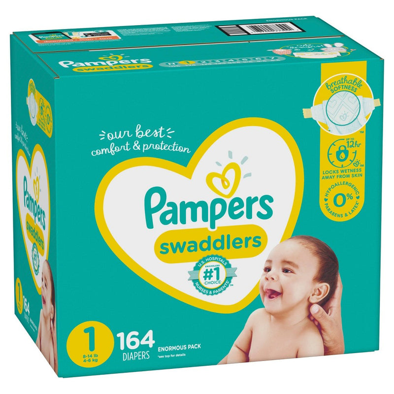 Pampers Swaddlers Disposable Diapers Enormous Pack - Size 1 (164ct )