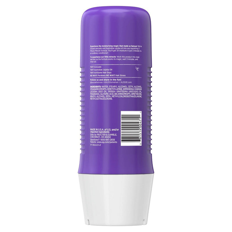 Aussie Paraben-Free Miracle Moist 3 Minute Miracle with Avocado for Dry Hair Repair - 8 fl oz