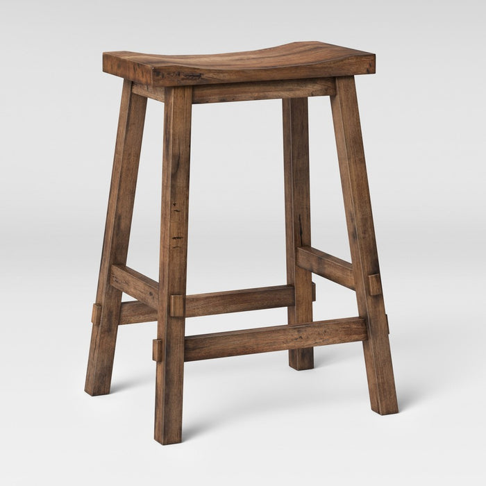 Halifax Farmhouse Wood Counter Height Barstool Brown - Threshold