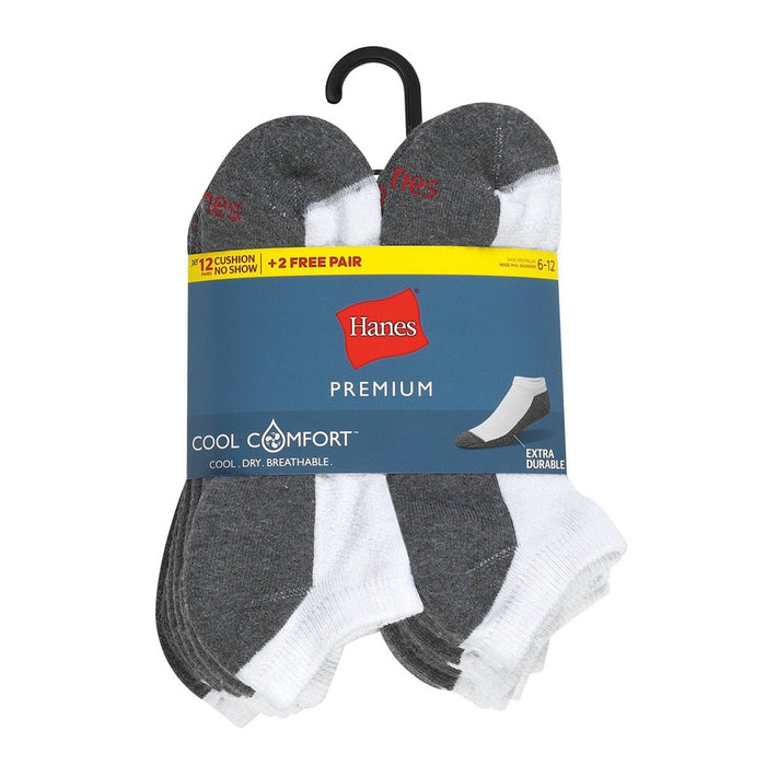 Hanes Premium Men's 10+2 Bonus Pack No Show Socks - White 6-12