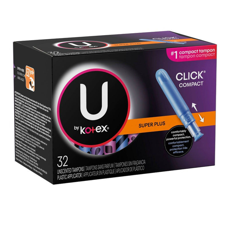 U by Kotex Click Super Plus Absorbency Fragrance-Free Compact Tampons - 32ct