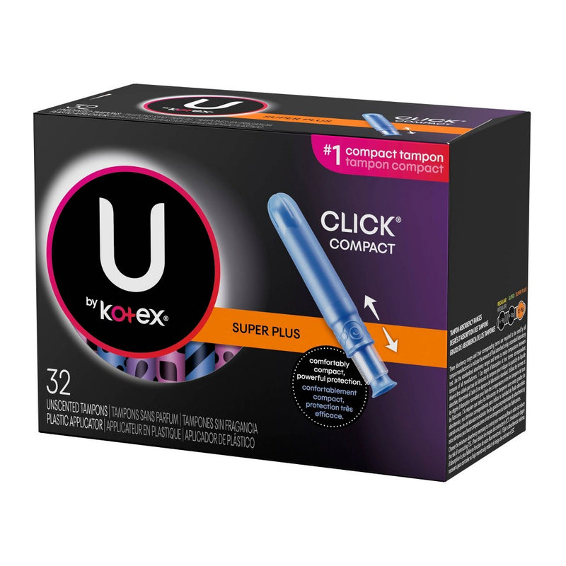 U by Kotex Click Super Plus Absorbency Fragrance-Free Compact Tampons - 32ct
