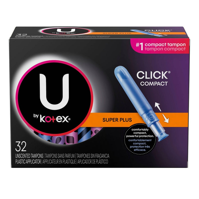 U by Kotex Click Super Plus Absorbency Fragrance-Free Compact Tampons - 32ct