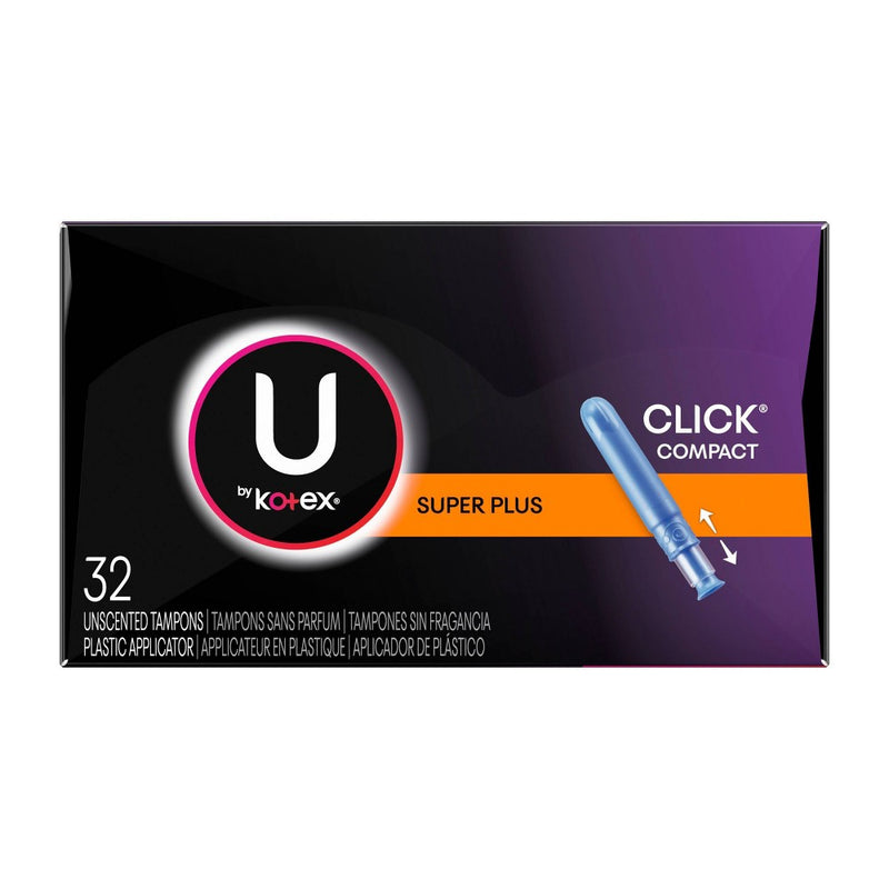 U by Kotex Click Super Plus Absorbency Fragrance-Free Compact Tampons - 32ct