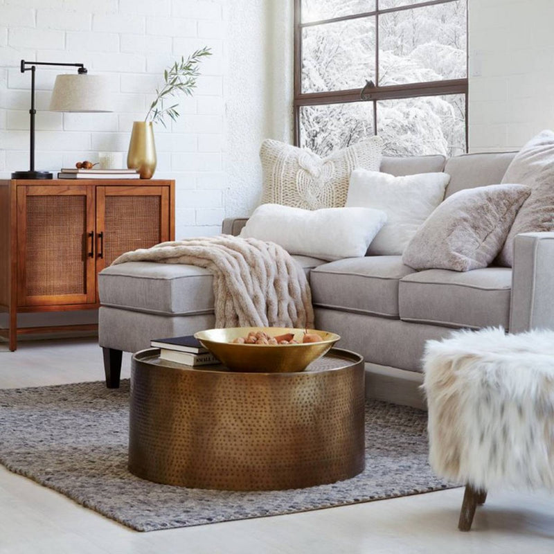 50"x60" Ruched Faux Rabbit Fur Throw Blanket Neutral - Threshold