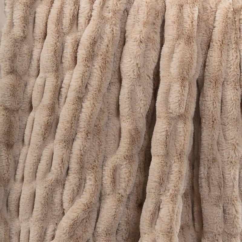 50"x60" Ruched Faux Rabbit Fur Throw Blanket Neutral - Threshold