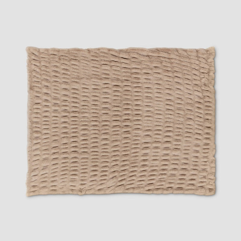 50"x60" Ruched Faux Rabbit Fur Throw Blanket Neutral - Threshold