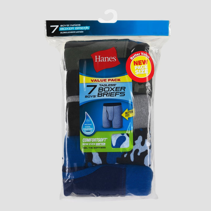 Hanes Boys' Boxer Briefs 6 + 1 Bonus Pack - Colors Vary  M