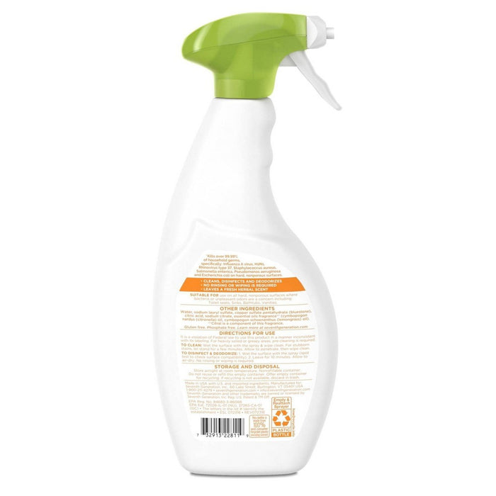Seventh Generation Lemongrass Citrus Disinfecting Bathroom Cleaner - 26oz