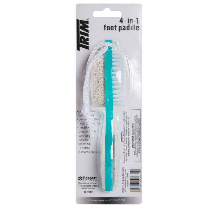 Trim 4-in-1 Foot Paddle with Pumice, Rasp, Brush & Emery File