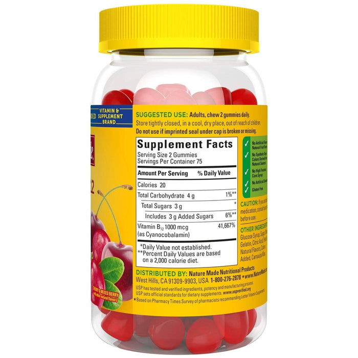 Nature Made Energy B12 1000 mcg Gummies - Cherry & Mixed Berry - 150ct