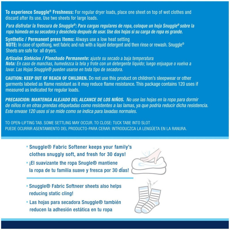 Snuggle Blue Sparkle Fresh Scent Dryer Sheets - 120ct