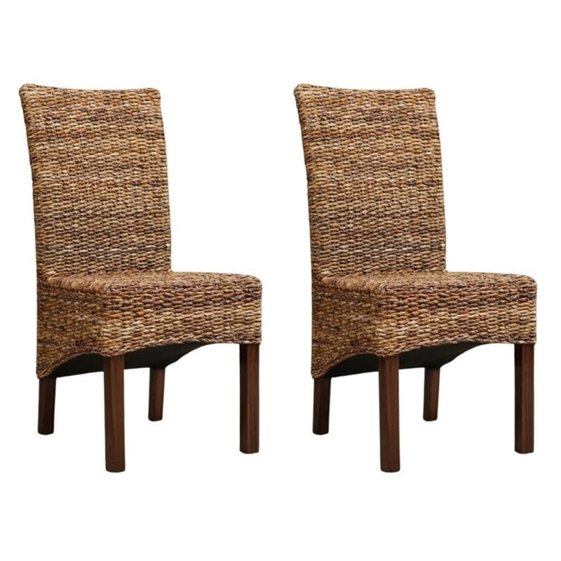 Pemberly Row Coastal Wicker/Rattan Dining Chair In Brown (Set Of 2) (LOCAL PICKUP ONLY)