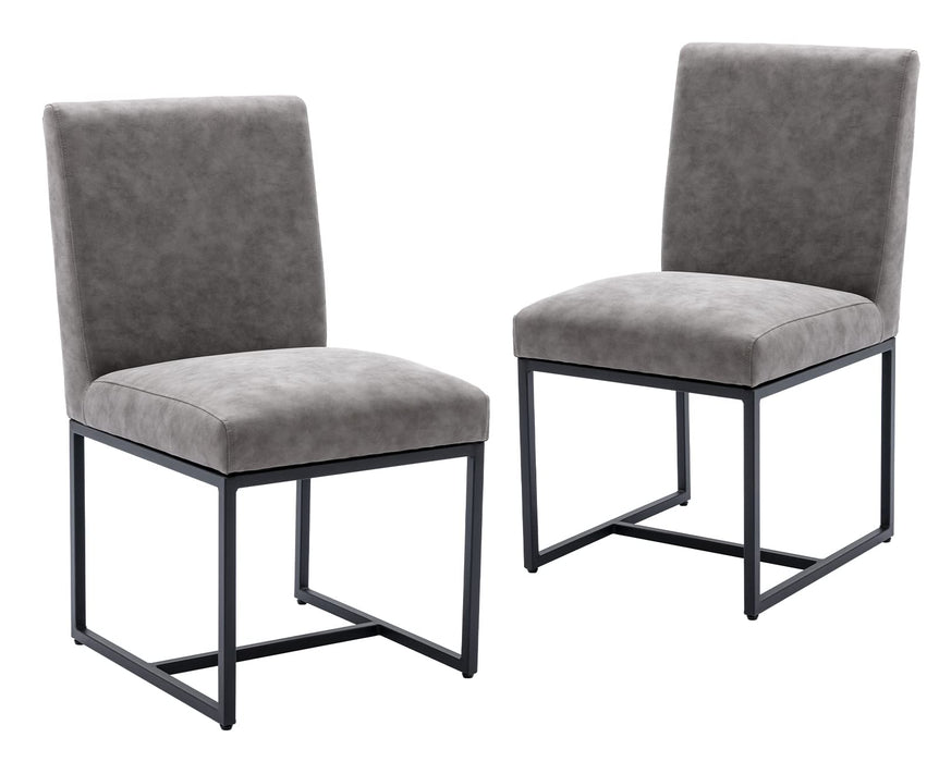 Shunzhi Upholstered Modern Dining Chairs Set Of 2 PU Leather Mid Century Dining Room Chairs Armless Side Chair Comfy Kitchen Chairs With Black Metal Base For Living Room/Kitchen,Grey,2PCS (LOCAL PICKUP ONLY)