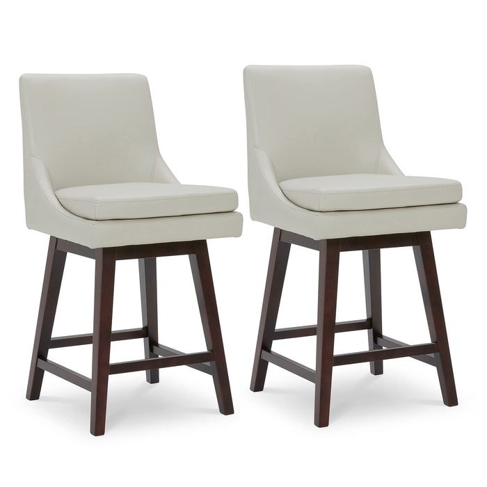 CHITA Counter Height Swivel Bar Stools With Back Set Of 2, FSC Certified Upholstered Faux Leather Swivel Barstool, 26.8" H Seat Height, PU Leather In Creamy Gray (LOCAL PICKUP ONLY)