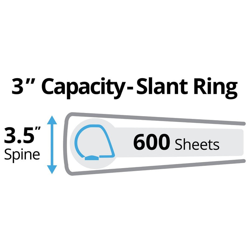 Avery 3" One Touch Slant Rings 600 Sheet Capacity Heavy-Duty View Binder - White