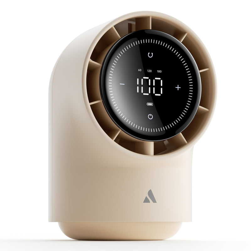 Aecooly Touch Control Desk Fan, 100 Speeds Quiet Bedroom Digital Display 8000Mah 3 Oscillation Angles Battery Powered Small Desktop Table Fan For Bedroom, Bedside, Office, Travel -Beige