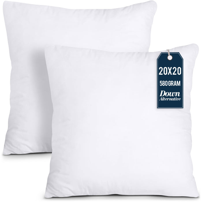 Utopia Throw Pillows Insert (Pack Of 2, White) - 20 X 20 Inches Bed And Couch Pillows - Indoor Decorative Pillow
