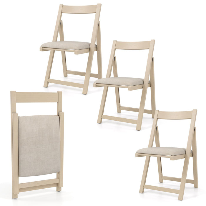 Giantex Folding Dining Chairs Set Of 4, Modern Kitchen Chair With Padded Seat & Curved Backrest, Rubber Wood Frame, Space-Saving Side Chairs For Living Room, Restaurant, 330 LBS Max Load (Beige) (LOCAL PICKUP ONLY)