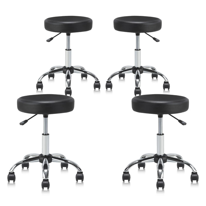 KLASIKA SINGLE  Rolling Stool Swivel With Wheels Adjustable Height Heavy Duty Wide Seat Drafting Stool Chair For Office Salon Massage Spa Medical Tattoo Beauty 4 Pack