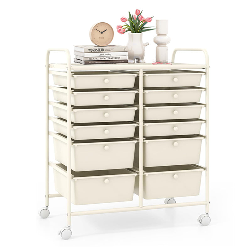 LDAILY 12 Drawer Rolling Storage Cart, Craft Cart Organizer On Wheels W/Metal Frame, Large Capacity & Smooth Drawer, Rolling Cart W/Drawers For Classroom, Office (LOCAL PICKUP ONLY)