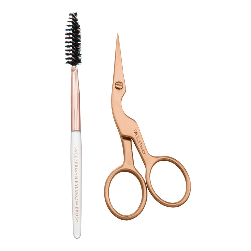Tweezerman Rose Gold Eyebrow Shaping Scissors And Brush Set